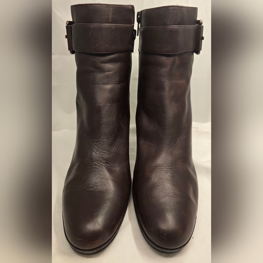 Alfani Dark Brown Leather Ankle Boots with Buckle 7 1/2 - Picture 3 of 11